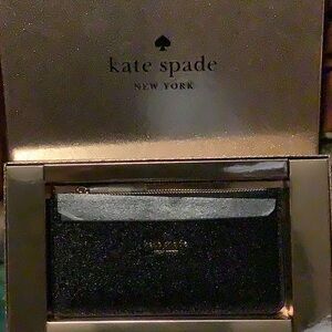 Kate Spade Glittery Black and Silver Card Holder